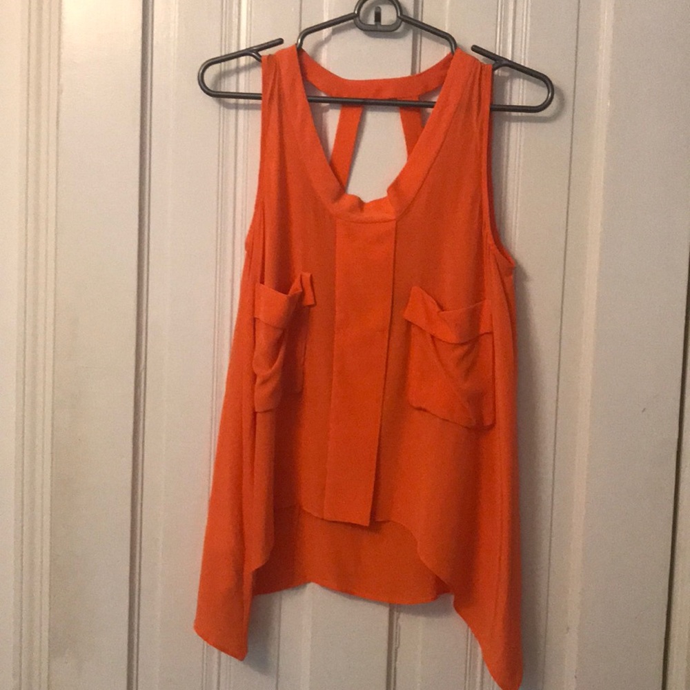 Bcbg orange silk tank top